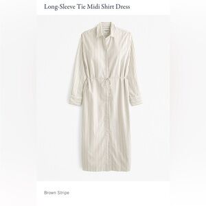 Abercrombie & Fitch Cream Stripe Long-Sleeve Dress
